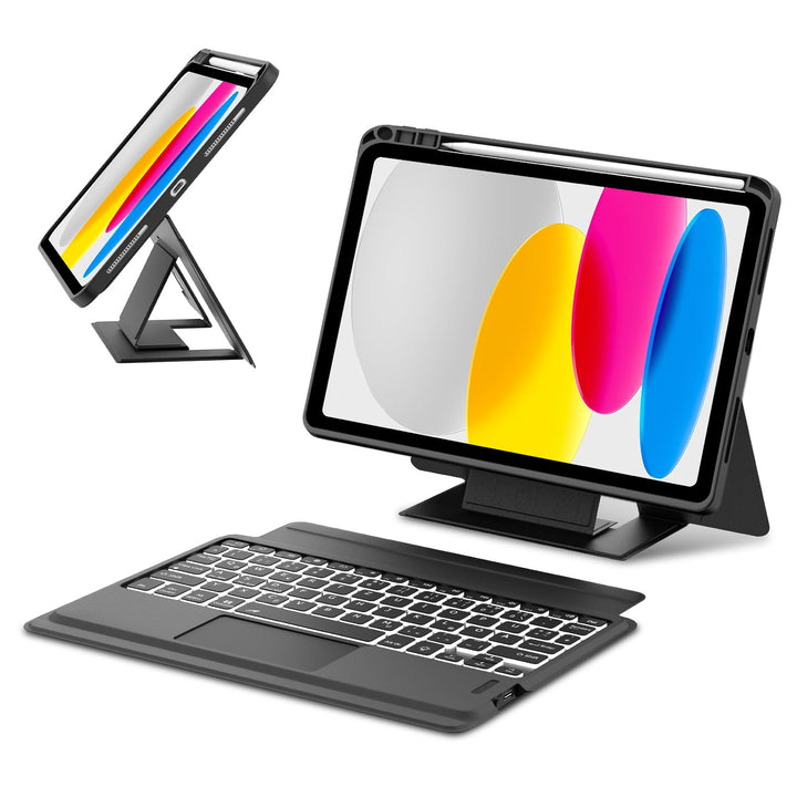 JADEMALL Für iPad 10 Generation Ergonomisch Hülle mit DE Tastatur, Bluetooth Tastatur für iPad 11 Ge