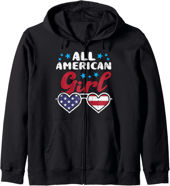 American Girl Sunglasses US Flag 4th Of July Patriot Women Kapuzenjacke