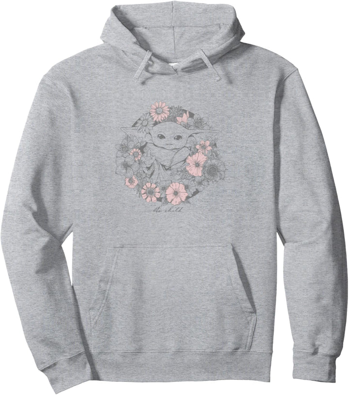 Star Wars: The Mandalorian Grogu The Child Floral Wreath Pullover Hoodie