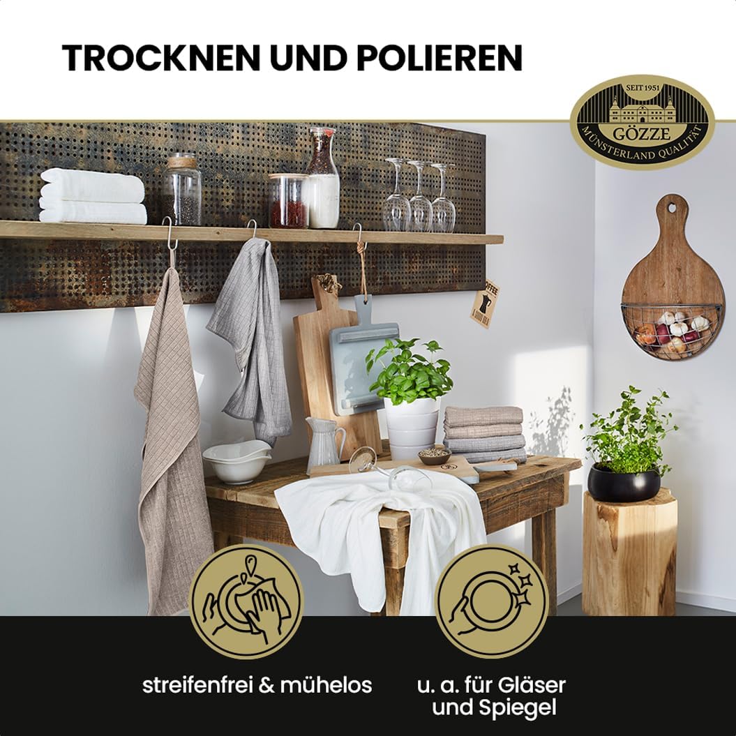 Gözze - Geschirrtuch-Set, 3-teilig, Mikrofaser-Poliertuch, 50 x 70 cm - Anthrazit, Anthrazit