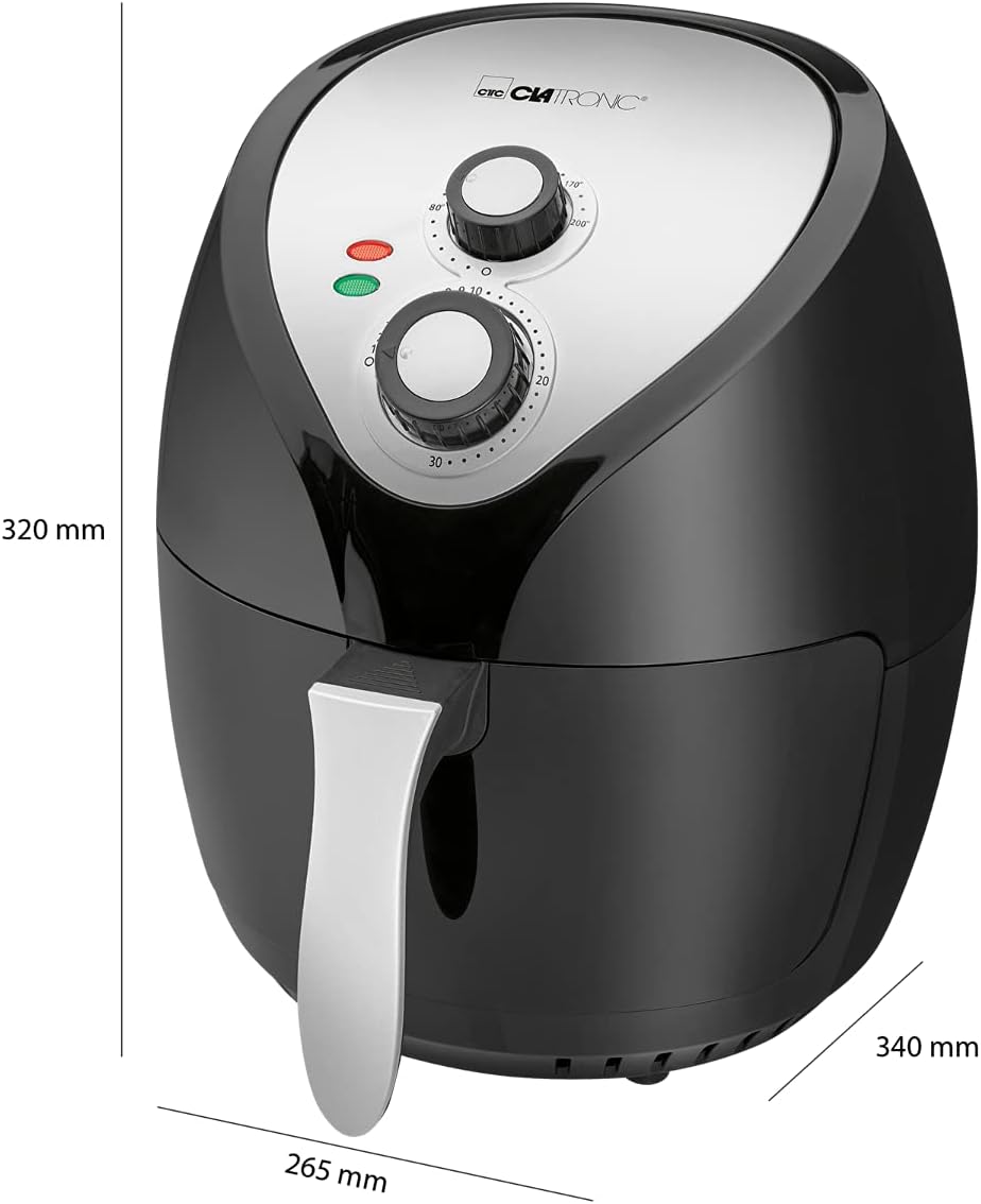 Clatronic Heissluft-Fritteuse FR 3699 H, 3,6 L, stufenlos regelbarer Thermostat, 30-Minuten-Timer mi