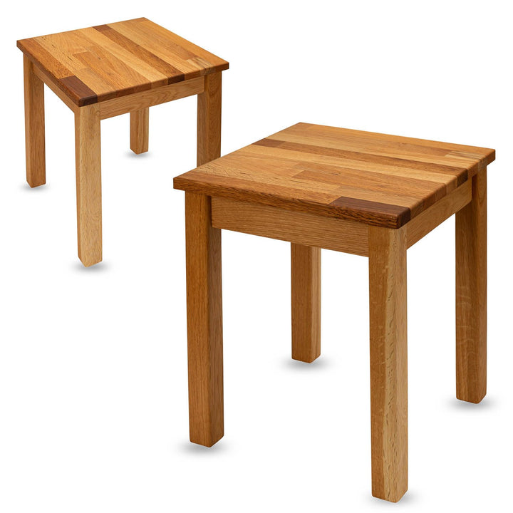 Staboos 2er Set Eiche Sitzhocker Holz - Massiv Holzhocker bis 150 kg - Eiche Holz Hocker Doc ohne Ei