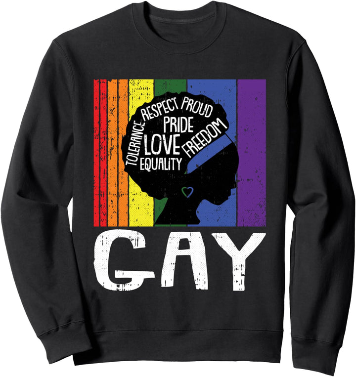 Gay Pride LGBT-Q Proud Ally Retro Inspirational Woman Sweatshirt