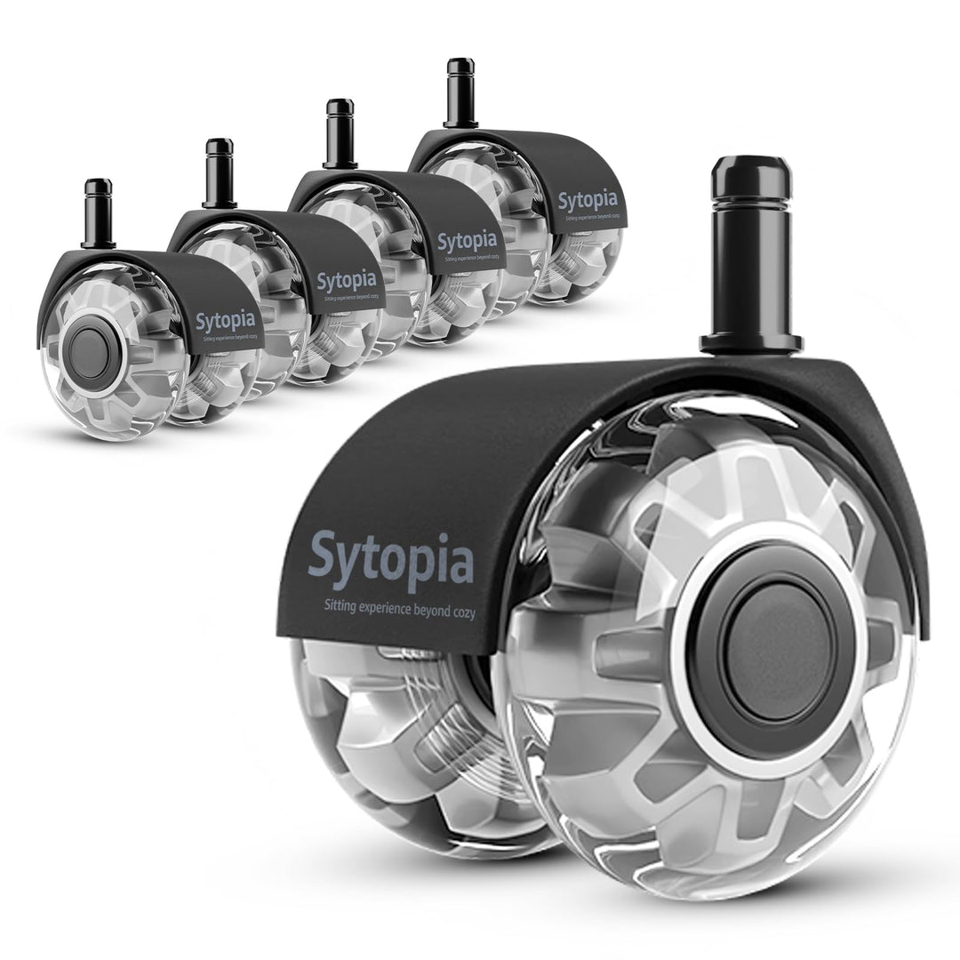 Sytopia Bürostuhl Rollen mit 10mm X 22mm Stift, 5er Set Rollen für 1KEA Bürostühle, Hartbodenrollen