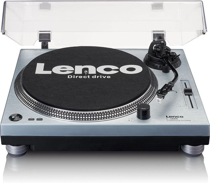 Lenco L-3809 Plattenspieler - DJ Plattenspieler mit Direktantrieb - USB - Vorverstärker - 33 und 45