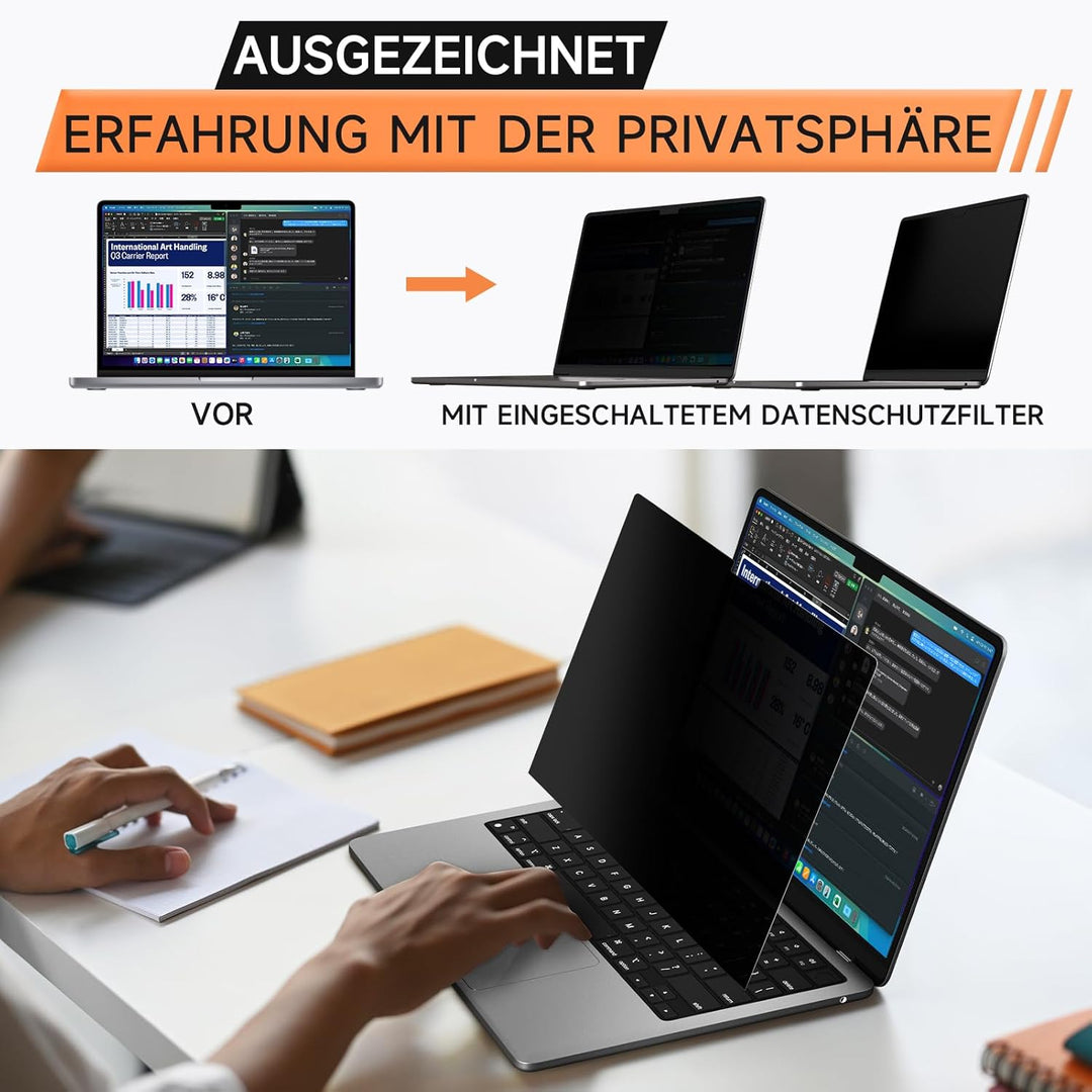 Mamol 360° Sichtschutz für MacBook Pro 16 Zoll (2021-2024, M1, M2, M3, M4, Pro, Max), 4-Wege Blicksc