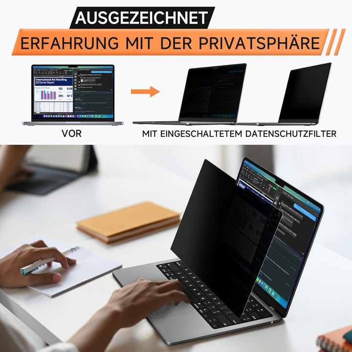 Mamol 360° Sichtschutz für MacBook Pro 16 Zoll (2021-2024, M1, M2, M3, M4, Pro, Max), 4-Wege Blicksc