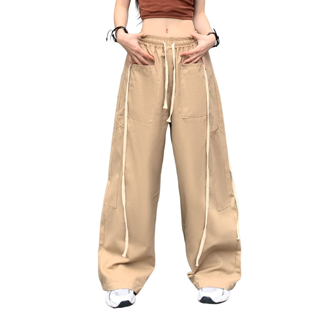 Hewlshawn Cargohose Damen Y2k Baggy Hose 90s Parachute Pants High Waist Straight Hosen Freizeithose