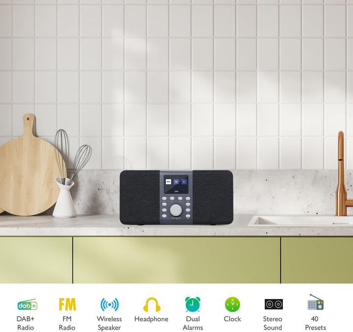 MangoKit MD5 Stereo DAB Radio mit Bluetooth,DAB Plus Radio,Digitalradio,UKW Radio,Tragbares Dab Radi