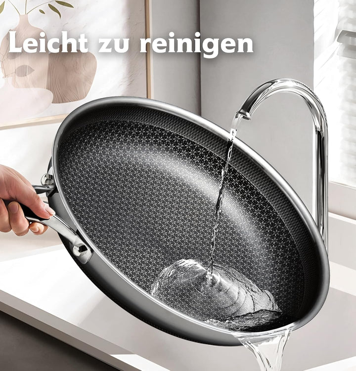 SNOWCLAD Pfannenset 3-teilig 20&amp;24&amp;28cm, Antihaft Wabenpfanne, Edelstahlpfanne, Pfanne induktion, Fü