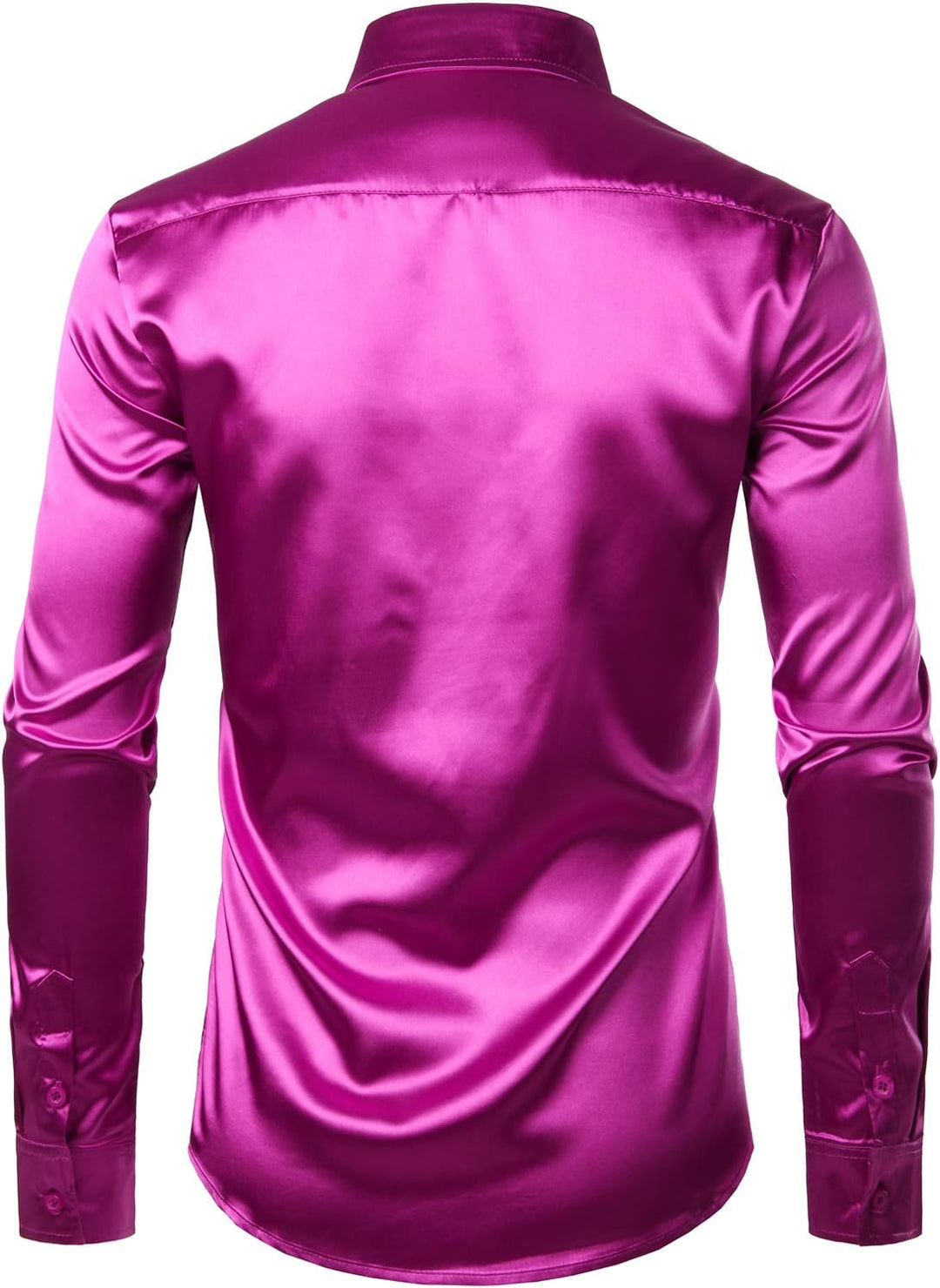 PARKLEES Herren Glänzend Slim Fit Satin Langarmhemd Frezeit Business Hemd für Party Nachtclub S Lila