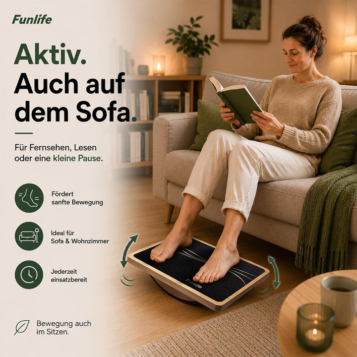 FunLife Balance Board aus Holz – Wippbrett rutschfest, 43 × 33 cm Flowdesign, Flowdesign