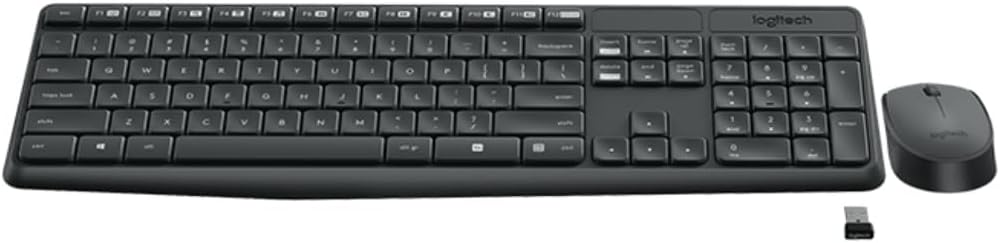 Logitech MK235 Kabelloses Tastatur-Maus-Set, 2.4 GHz Verbindung via Unifying Nano USB-Empfänger, 10m