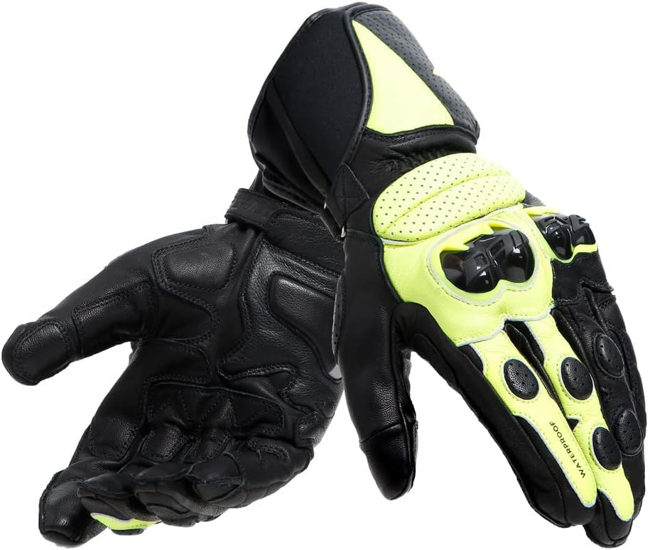 Dainese Impeto D-Dry Handschuhe Leder Motorradhandschuhe Damen Herren Schwarz/Fluo-Gelb M M schwarz/