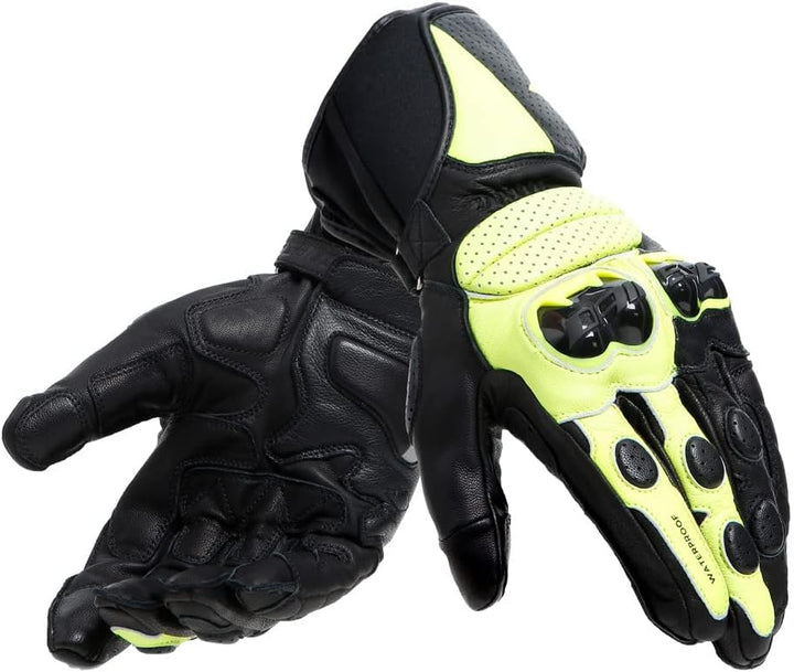 Dainese Impeto D-Dry Handschuhe Leder Motorradhandschuhe Damen Herren Schwarz/Fluo-Gelb M M schwarz/