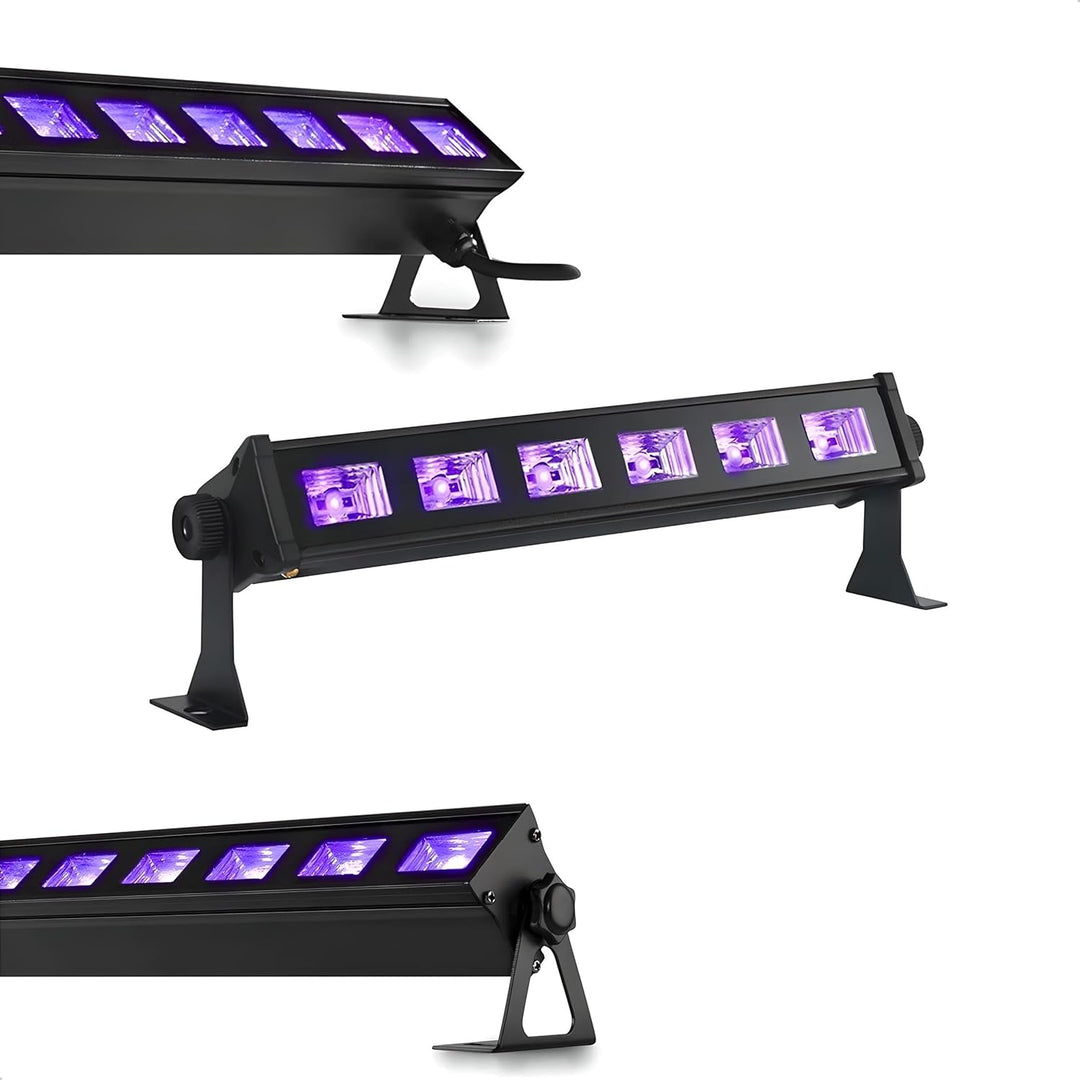 Ibiza - LED-UV-BAR6 - UV-Lampe, Fluoreszenz-Effekt, Schwarzlicht-Effekt mit 6 LEDs zu je 3 W - Schwa