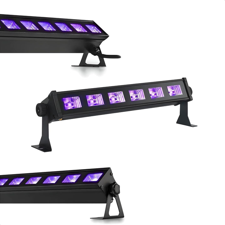 Ibiza - LED-UV-BAR6 - UV-Lampe, Fluoreszenz-Effekt, Schwarzlicht-Effekt mit 6 LEDs zu je 3 W - Schwa