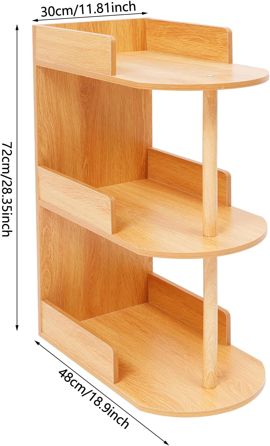 Standregal, 3-stufig, 48x30x72 cm, Holzoptik, freistehend, für Wohnzimmer