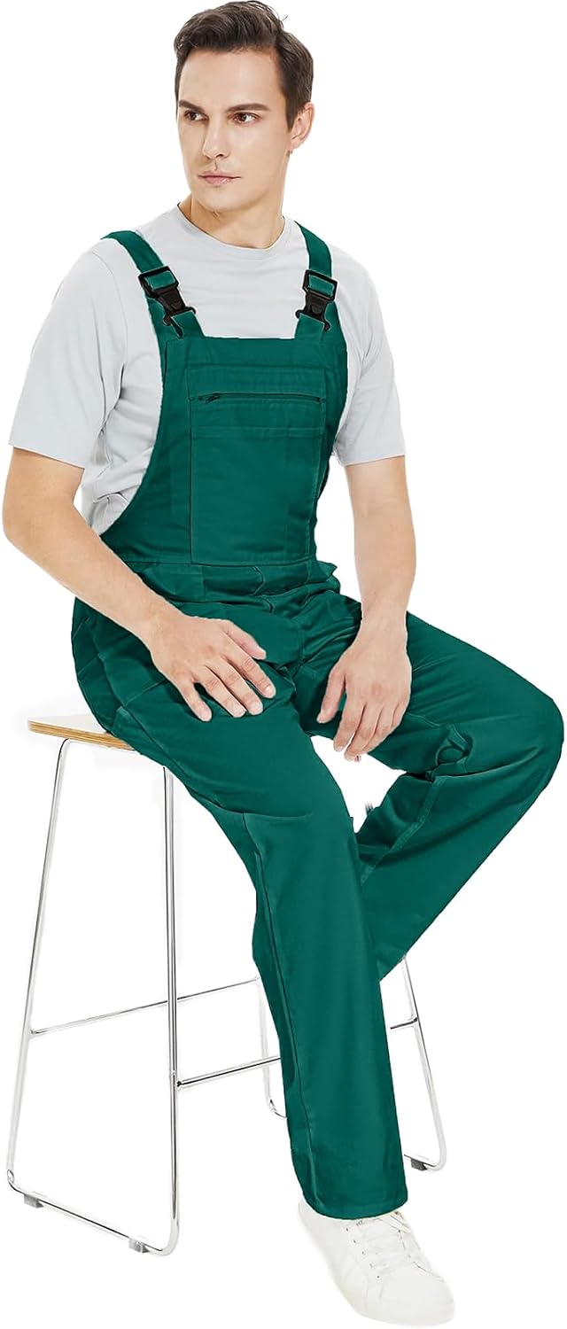 WORK IDEA Arbeits-Latzhose für Männer Multi Pocket Technology Herren Arbeitslatzhose Grün L, Grün L