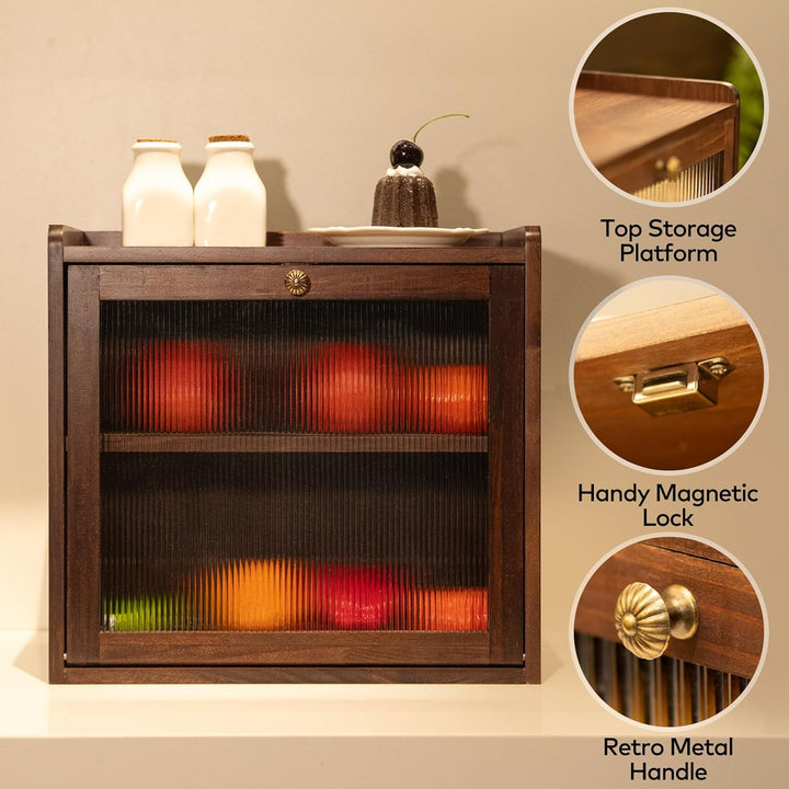 Kiefernholz Brotkasten mit 50 Deli-Papier, Holz Brotkästen mit Belüftung, Vintage Braun Brotbehälter