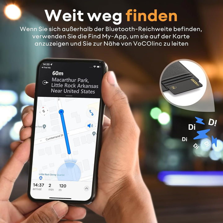 VOCOlinc Wallet Tracker Karte Slim 1.6mm, Smart Air Tracker Tag Card Kompatibel mit Apple Wo ist? Ap