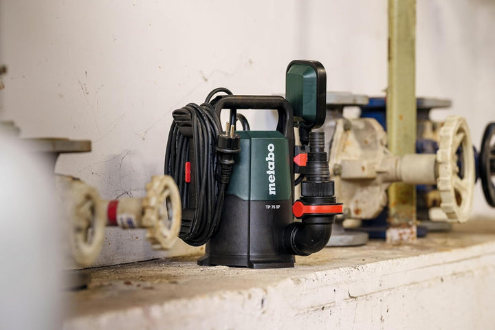 metabo Klarwasser‑Tauchpumpe TP 75 SF - 280 W, 7500 l/h, 6 m Förderhöhe, flachabsaugend bis 1 mm - S