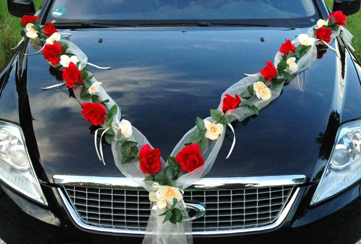 Rosen Girlande Braut Paar Rose Deko Dekoration Autoschmuck Hochzeit Car Auto Wedding ®Auto-schmuck D