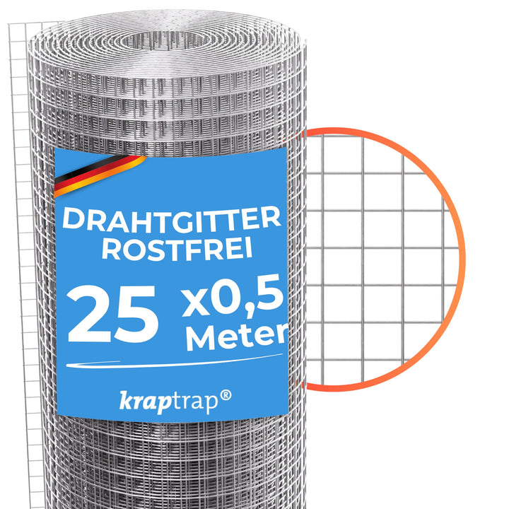 KrapTrap Volierendraht Drahtgitter I verzinkt I 12x12 I stabiler Kaninchendraht I Wühlmausgitter I K