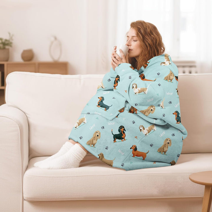 Queenshin Hoodie Decke mit Ärmeln Kuscheldecke Deckenpullover für Damen Herren, Tragbare Decke zum A