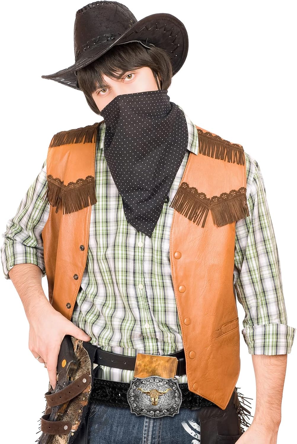 Jadive Herren Gürtel Western Cowboy Bull Leder Schnallen Gürtel Longhorn Schnalle mit Blumen Gravur