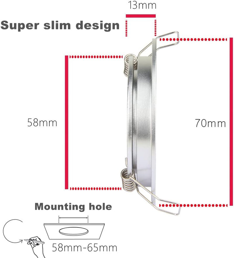 acegoo 4er Set 12V LED Einbauleuchte Wohnmobil 3W Spot Flach Einbaustrahler Deckenleuchte Loch 58-65