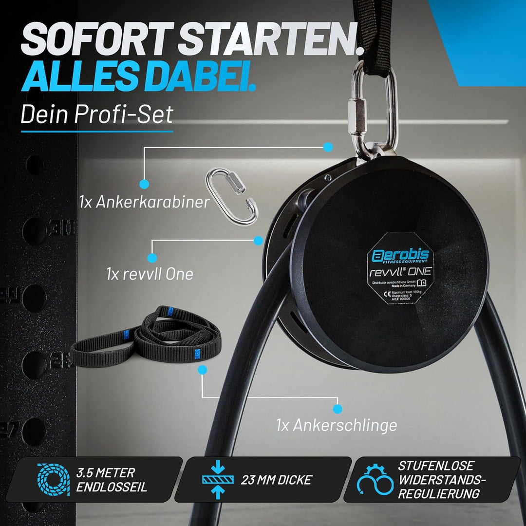 aerobis® revvll ONE | Endlos Seil Trainer | Variabler Widerstand, platzsparend, leicht | Klettertrai