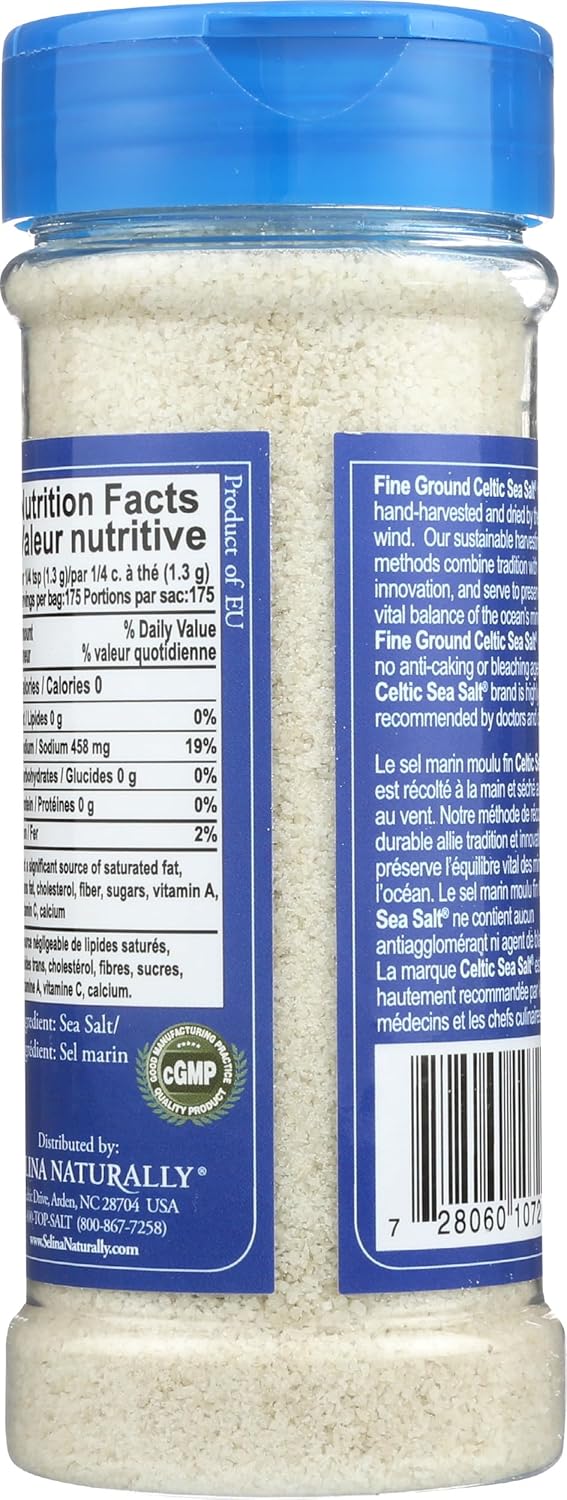 Celtic Sea Salt?, Fine Ground, By The Grain & Salt Society, 8 oz. Shaker