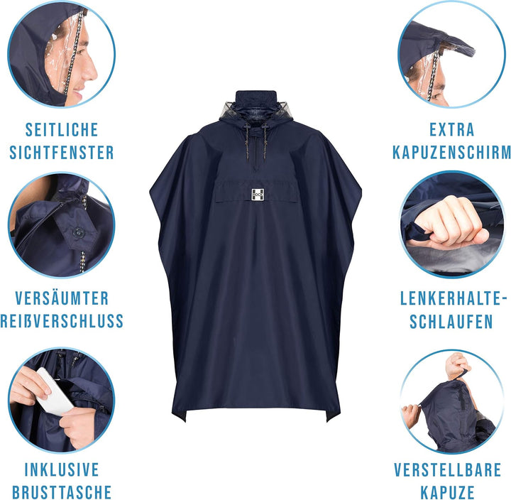 HOCK Regenponcho Damen Herren – Regenponcho Fahrrad 100% Wasserdicht – Regenponcho Festival – Regenb
