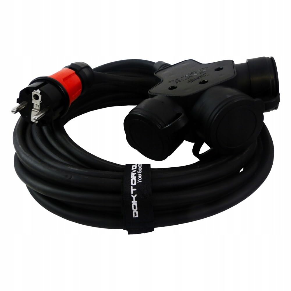 Verlängerungskabel 10m mit SCHUKO 3-Wege Kupplung 3x230V 16A 230V IP44 Kabel 3x1,5mm2 2145
