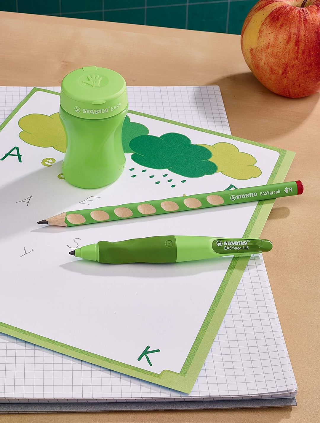 STABILO - Stifte-Set - Ergonomischer Druck-Bleistift für Rechtshänder - EASYergo 3.15 in hell/dunkel