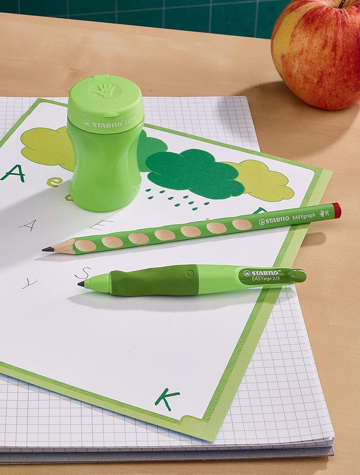 STABILO - Stifte-Set - Ergonomischer Druck-Bleistift für Rechtshänder - EASYergo 3.15 in hell/dunkel