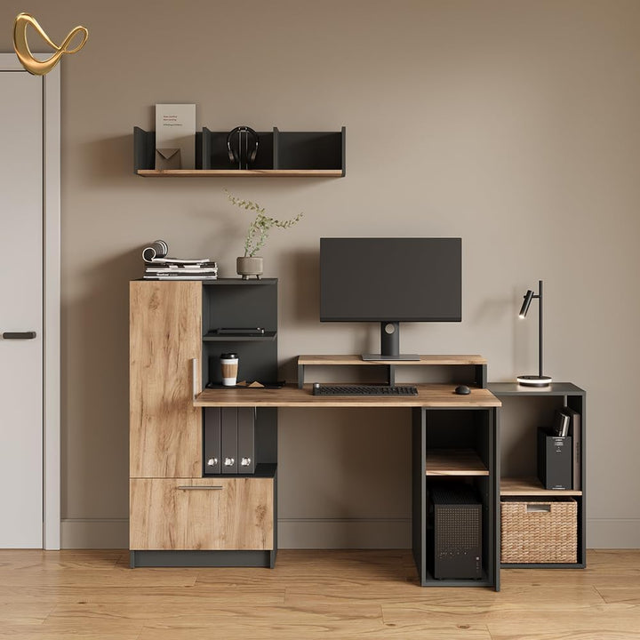 Livinity Monitorständer Lorena, Anthrazit/Goldkraft Eiche, 80 x 12 cm Anthracite/Goldkraft Oak, Anth