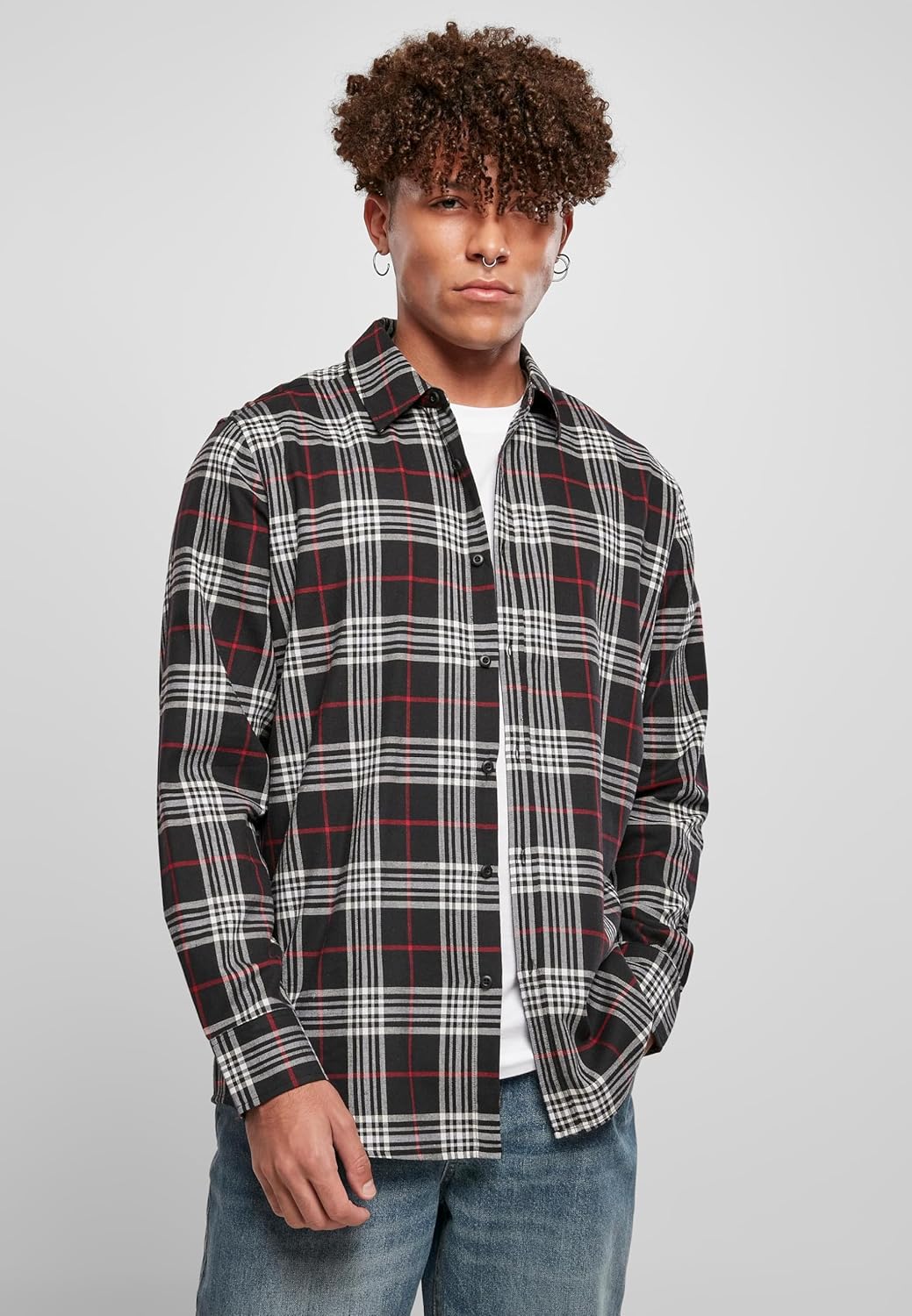 Urban Classics Herren Classic Checked Shirt Hemd S Black/Red, S Black/Red