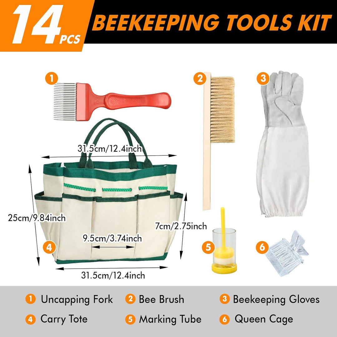 Beekeeping Supplies Bienenraucher-Starter-Set, Imker-Werkzeuge für Imker, 14 Stück, professionelle B