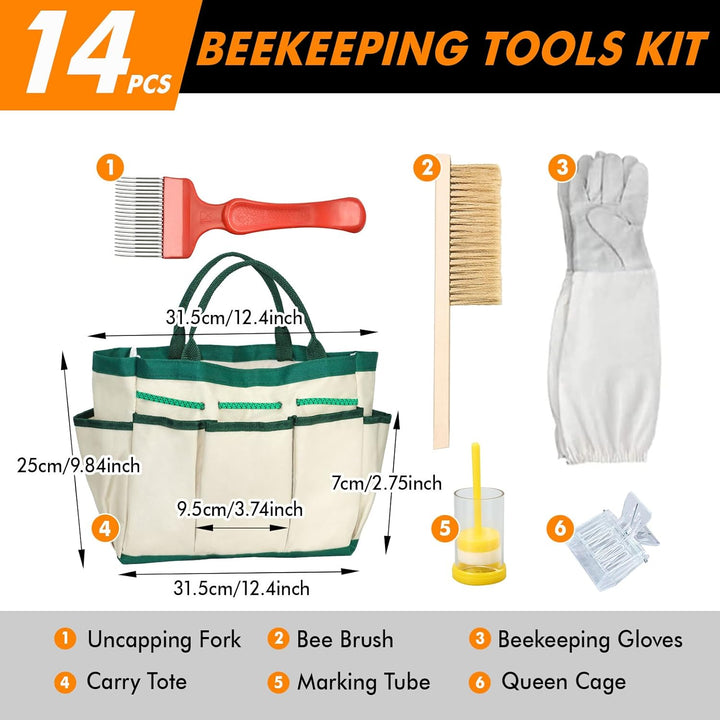 Beekeeping Supplies Bienenraucher-Starter-Set, Imker-Werkzeuge für Imker, 14 Stück, professionelle B