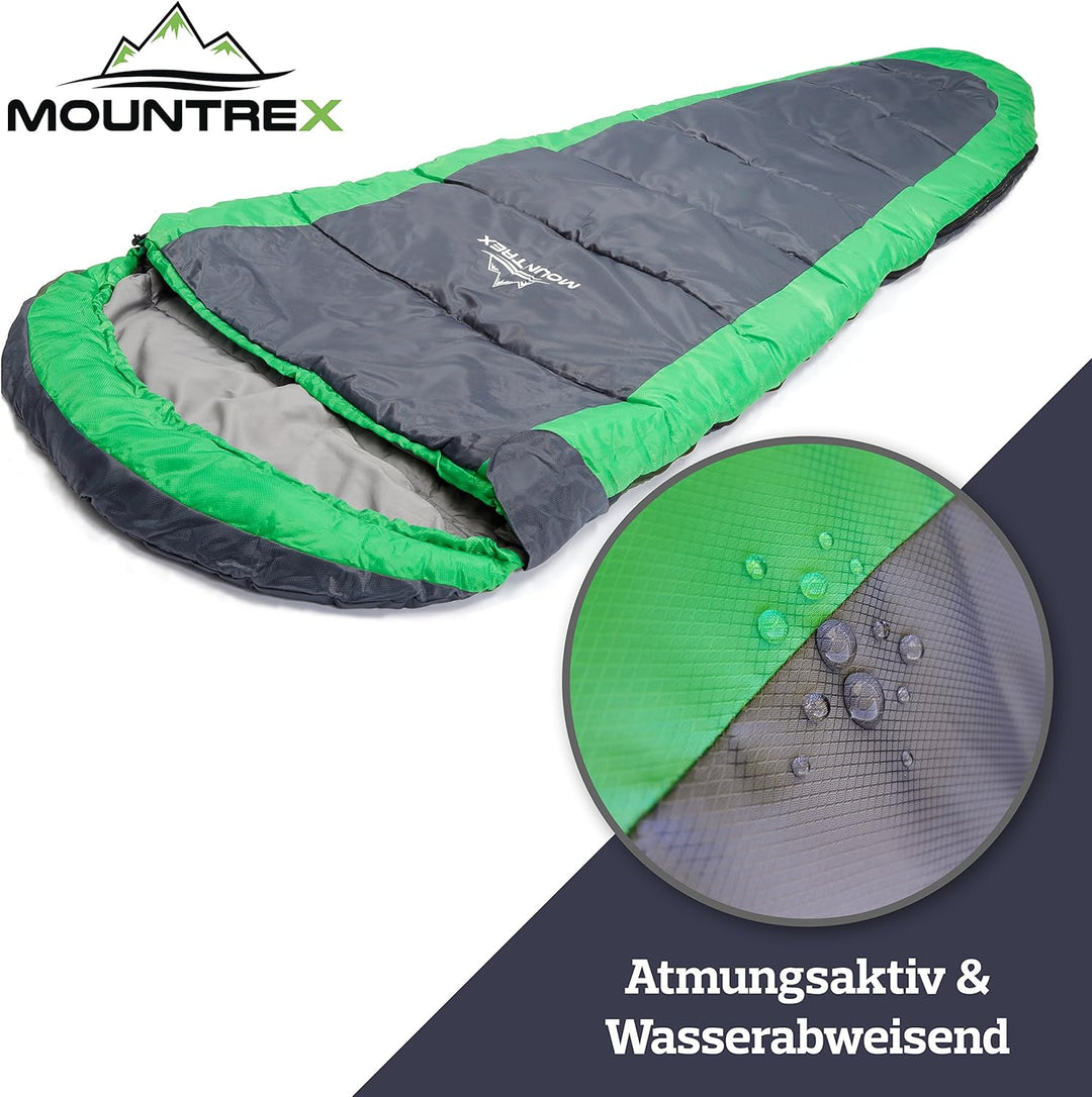 MOUNTREX Schlafsack +10°C / +20°C – Ultraleicht &amp; Kompakt (850g) - Outdoor Sommerschlafsack - Mumien