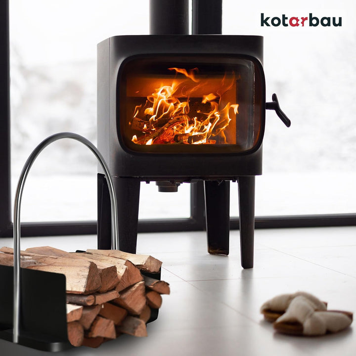 KOTARBAU® Holzkorb für Kaminholz - 41 x 52 cm - Kaminholzregal für innen &amp; aussen - Holz Tragekorb -
