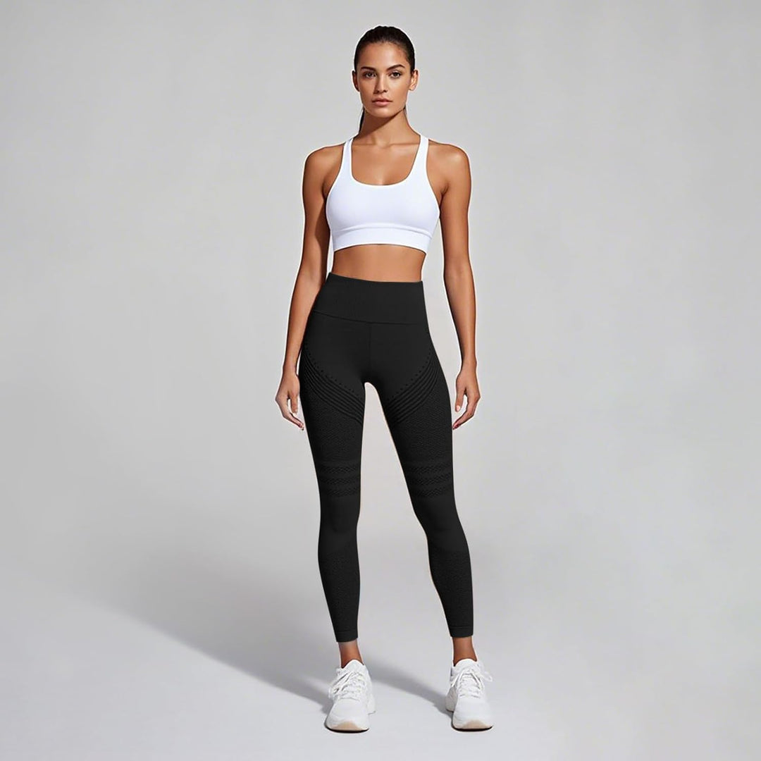 2 Stück 3D Anti Cellulite Leggings Damen High Waist Elastische Sporthose Lang Blickdicht Kompression