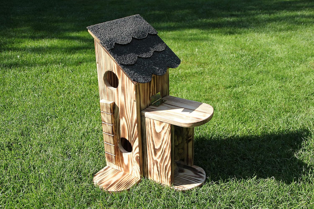 Eichhörnchenfutterhaus-Eichhörnchen-Haus-Eichhörnchenhaus-Futterautomat-Futterhaus-Nistkasten-Kobel-