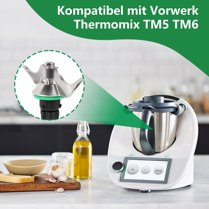 Edelstahl Teigmesser für Vorwerk Thermomix TM6 / TM5, Präzises Mixmesser Ersatzteil, Kein Teigrückst