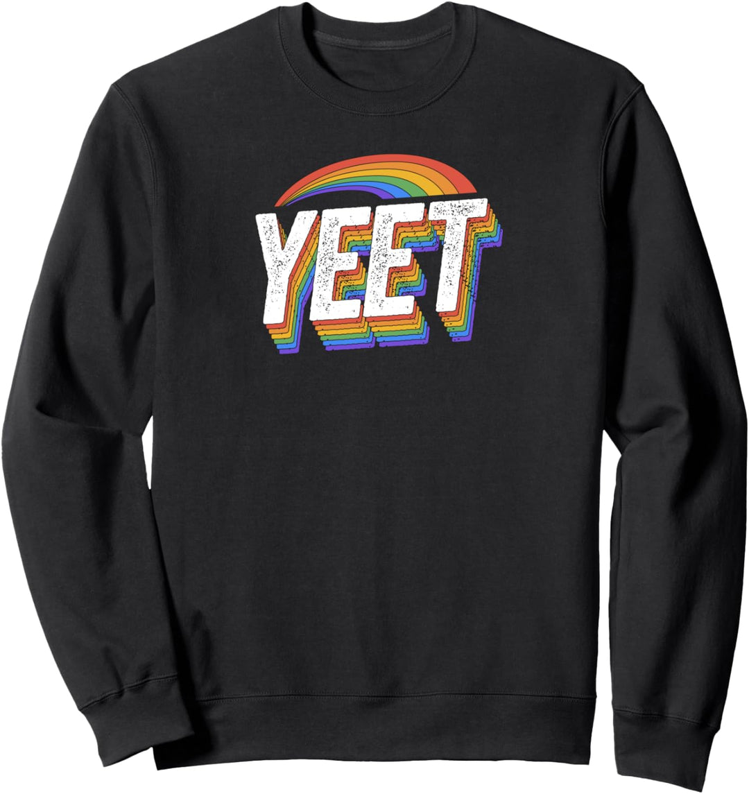 Yeet Funny Gay Pride Funny Meme Retro Distressed Grunge Sweatshirt