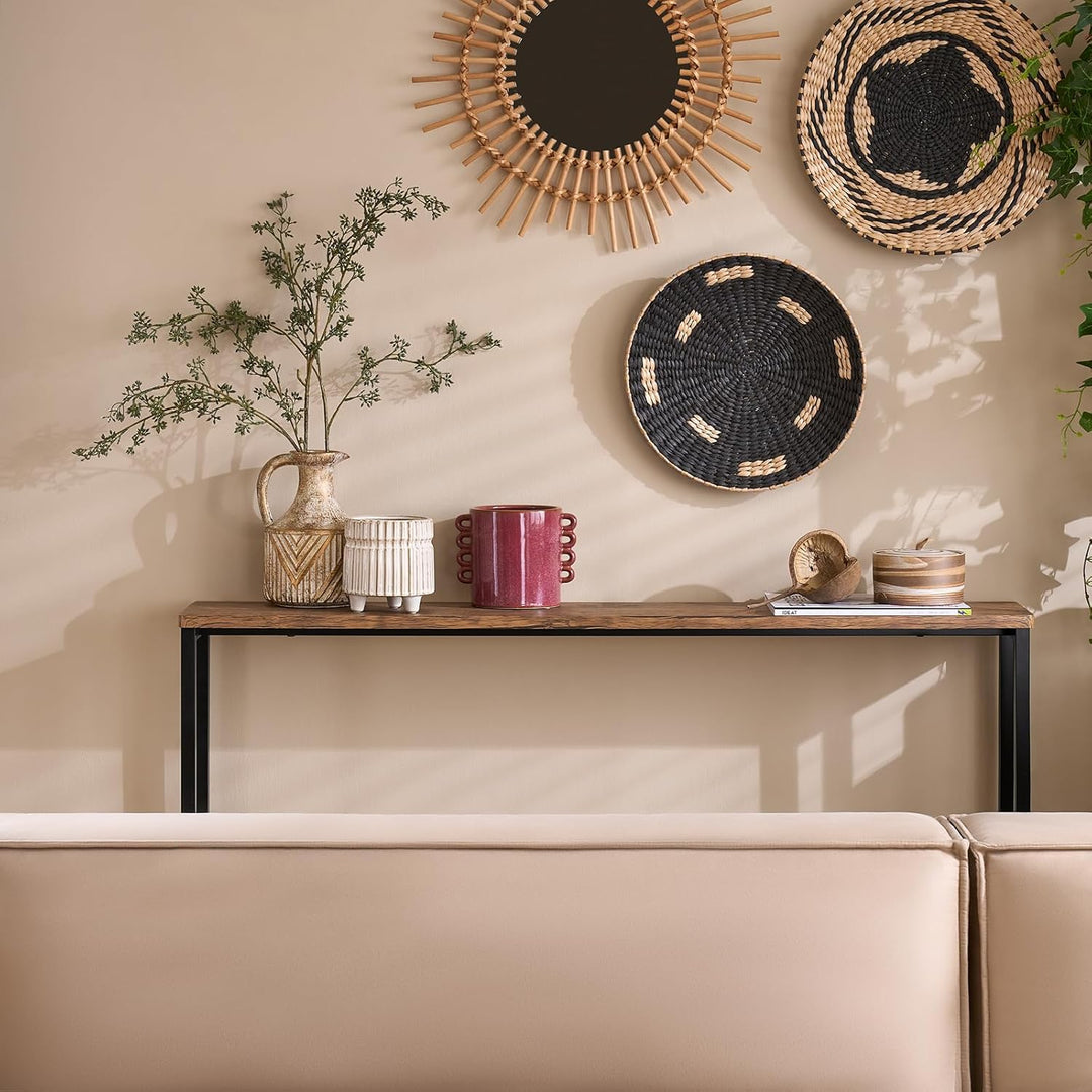 SoBuy FSB19-N Vintage Konsolentisch Metall Flurtisch Dekotisch Sideboard Beistelltisch Natur/Schwarz
