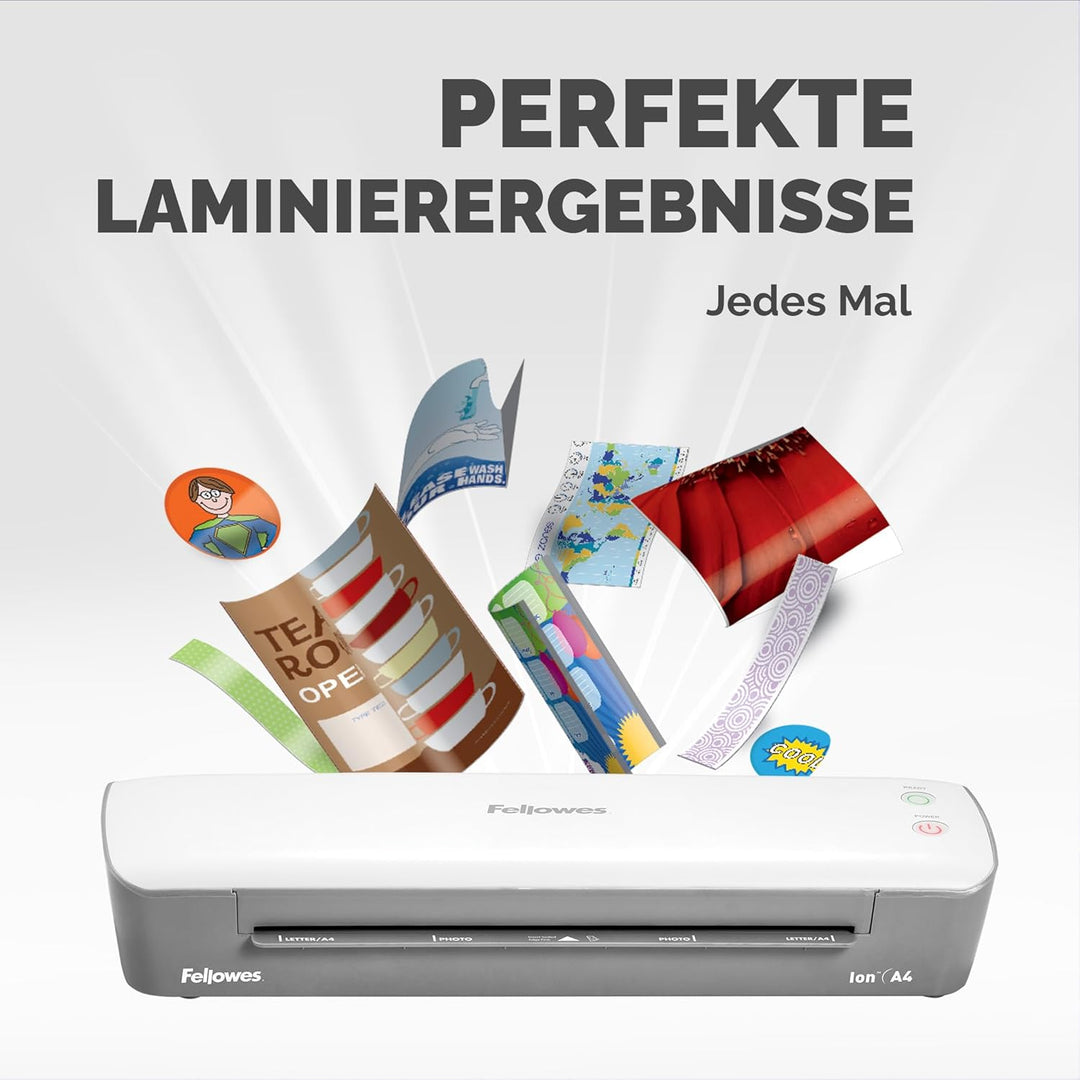 Fellowes Laminiergerät A4 Ion für das Home Office, für Laminierfolien bis 125 Mikron Stärke, inkl. 1