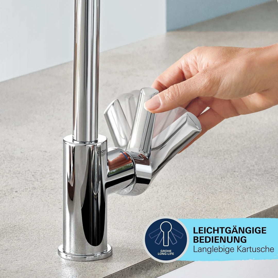 GROHE StartEdge - Einhand-Waschtischarmatur (wassersparend, langlebige Oberfläche, DN15, L-Size), ch
